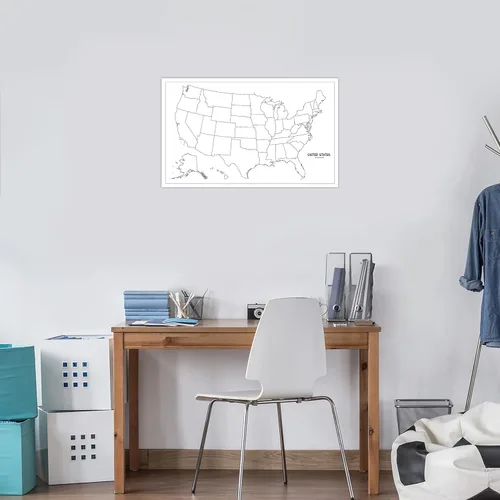 Miniatura 5 de Póster en blanco con diseño de mapa de Estados Unidos laminado, 18 x 29 pulgadas (solo para uso con marcadores de borrado húmedo)