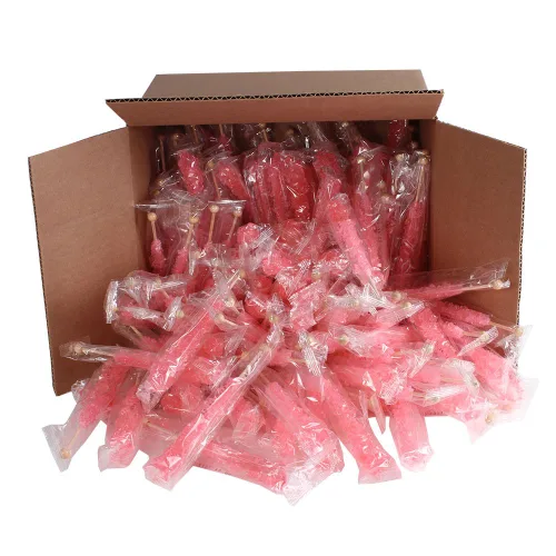 Miniatura 23 de Palitos de caramelo de roca extragrandes: 12 paletas de cereza rosa – envueltas individualmente – Palitos de caramelo de roca de cristal