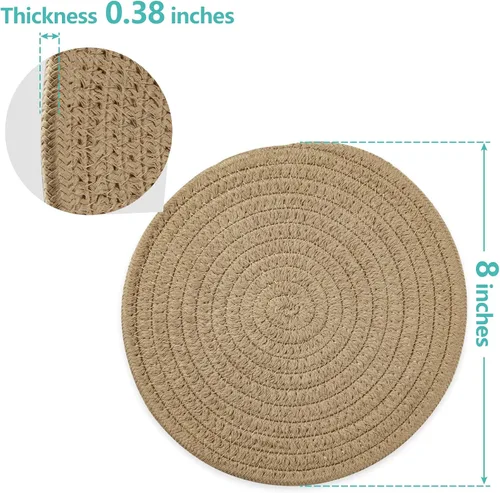 Miniatura 3 de Salvamanteles para platos calientes, ollas y sartenes, almohadillas calientes de 8 pulgadas, 5 piezas, soportes para ollas para cocina, tapete Caqui