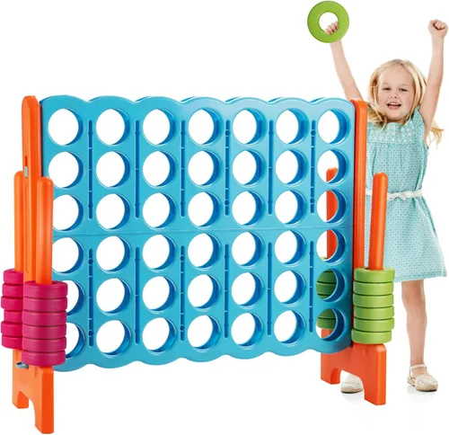 Miniatura 10 de ARLIME Juego gigante gigante de 4 en punta, juegos de patio trasero para niños y adultos, 4 en una fila con palanca de liberación rápida, 42 anillos