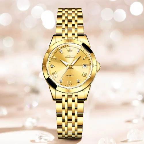 Miniatura 5 de OLEVS Reloj de pulsera para mujer, de acero inoxidable, de dos tonos, de acero inoxidable, analógico, de cuarzo, para mujer