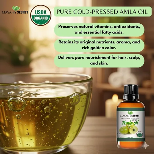 Miniatura 5 de Mayan's Secret - Aceite Amla puro de 4 oz para el crecimiento del cabello Virgen prensado en frío orgánico certificado USDA