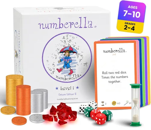 Numberella Juego de cartas de matemáticas de lujo para niños - Nivel 1 | Edades 7 a 10, grados 2 a 4 | Mesas de matemáticas mentales y tiempos |