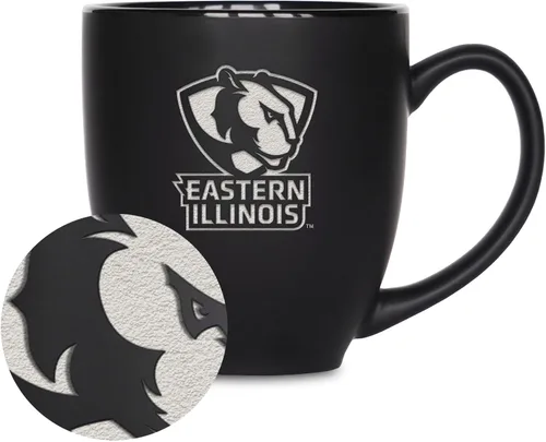 Miniatura 65 de Rico Industries - Taza de cerámica mate negra con grabado láser estándar de 15oz para NCAA (escuelas T & U) - Para bebidas calientes o frías