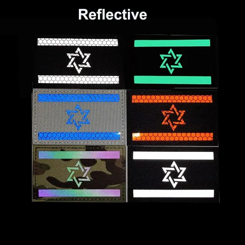Miniatura 4 de Parche reflectante de bandera de Israel táctico israelí IL militar IR moral, parches de bucle para coser insignias, apliques de hombro para ropa