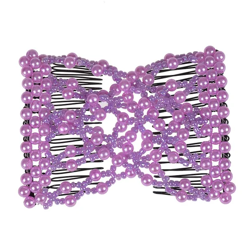 Miniatura 4 de LOVEF Magic Easy Peine para el cabello con cuentas elásticas con perlas de color dulce perla en colores surtidos y diseños, 10