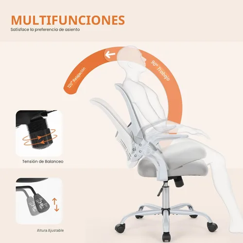 Miniatura 3 de Silla de oficina para computadora Sweetcrispy, silla ergonómica de malla con respaldo medio, giratoria, con ruedas, para trabajo, con soporte lumbar