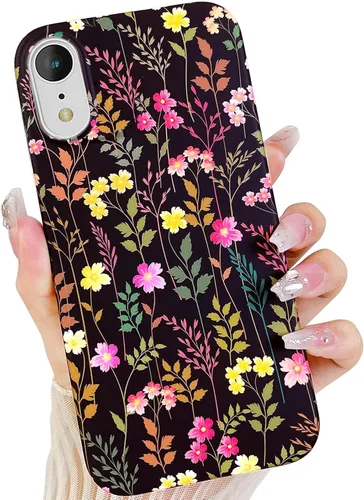 Miniatura 3 de Qokey Funda compatible con iPhone XR, bonito diseño de flores de jardín para niñas y mujeres, patrón mate, suave, ligera, delgada, TPU a prueba