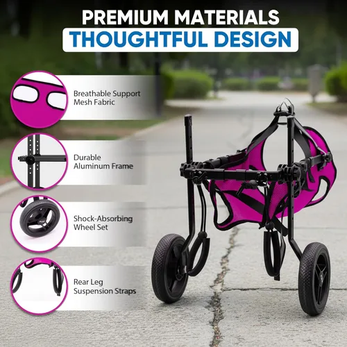Miniatura 7 de Silla de ruedas para perros para patas traseras, carrito para silla de ruedas para perros, sillas de ruedas para perros y gatos con patas traseras