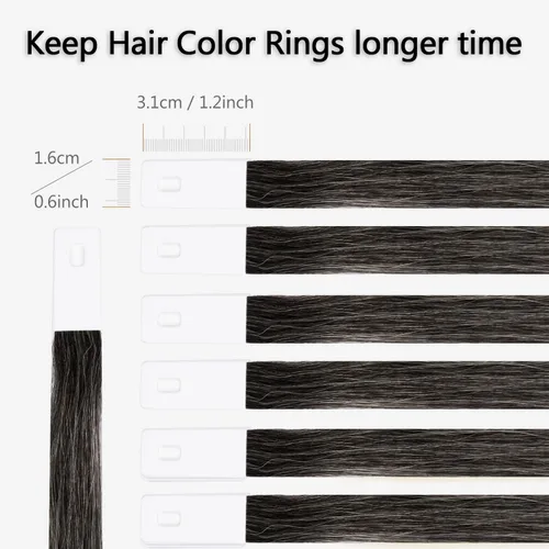 Miniatura 5 de Anillos de color de cabello – Muestras de prueba de muestras de cabello 100% humano – 8 pulgadas gris – 30 unidades/paquete