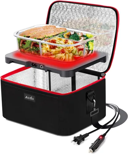 Miniatura 16 de Aotto Horno portátil, lonchera eléctrica, calentador de alimentos – 12 V/24 V/110 V 3 en 1 calentador de alimentos para coche – Fiambrera térmica