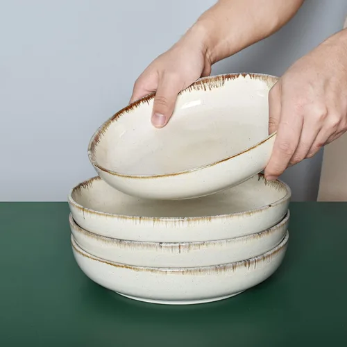 Miniatura 6 de Bosmarlin Tazones grandes de cerámica para pasta, 40 onzas, juego de 4, ensaladeras grandes, aptos para microondas y lavavajillas