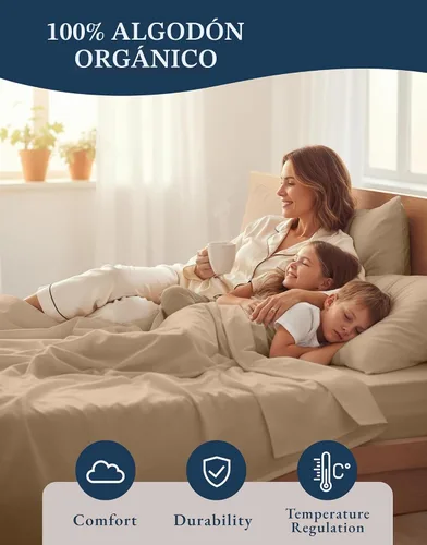 Miniatura 6 de LANE LINEN - Juego de sábanas de fibras extralargas 100 % de algodón orgánico percal; juego de sábanas para cama tamaño King que se adapta a 07