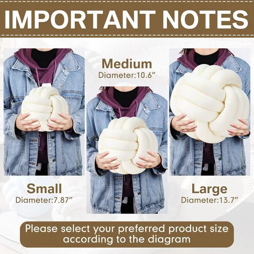 Miniatura 7 de Namalu 2 piezas de almohada bola de nudo suave, cojines decorativos redondos anudados, almohadas de bola rellenas hechas a mano para dormitorio