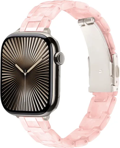 Miniatura 17 de Correa delgada de resina compatible con Apple Watch Band de 38mm, 40mm, 41mm, 42mm, 44mm, 45mm, 46mm, pulsera de tortuga fina de 14mm ligera