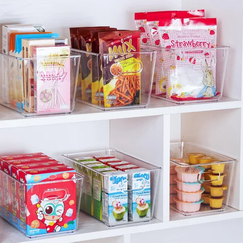 Miniatura 3 de Vtopmart - 2 unidades de contenedores de plástico transparente con asas para organizar y almacenar artículos y alimentos, ideales para cocina