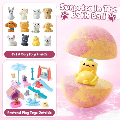 Miniatura 4 de Toylink Pet & Space - Bombas de baño para niños con sorpresa en el interior, juguetes de juego para niños y niñas, hecho a mano, arco iris