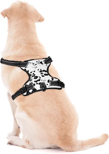 Miniatura 4 de Arnés para perro con estampado de piel dálmata, ajustable, transpirable, con clip para correa sin tirones, arnés para la mayoría de perros pequeños