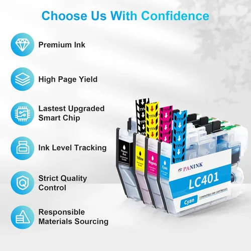 Miniatura 5 de Cartuchos de tinta compatibles LC401 de repuesto para Brother LC401 LC 401 LC401XL LC401 XL LC401 XL para impresora Brother MFC-J1010DW MFC-J1012DW