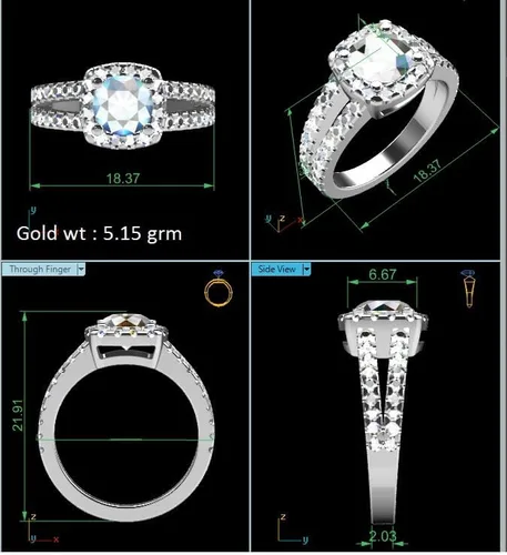 Miniatura 4 de CUSTOMIZE JEWELS Anillo de compromiso con halo de diamantes de corte redondo TW de 2.53 quilates con certificación IGI en oro blanco de 14 k