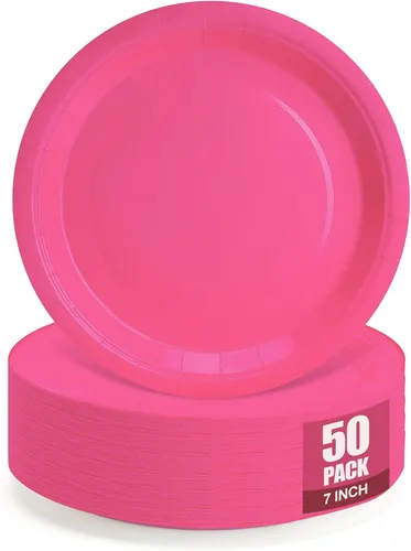 Miniatura 22 de Black Paper Party Plates Supplies 400GSM -100pcs - 50 x 10 Dinner Plates and 50 x 8 Dessert Plate,Suitable for Birthday,Family Negro