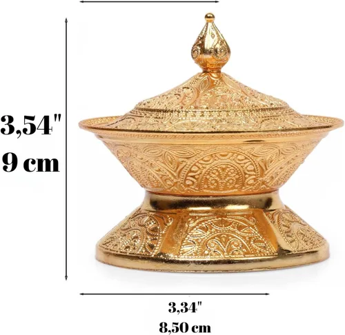 Miniatura 2 de Alisveristime Azucarero tradicional otomano turco hecho a mano con tapa (diámetro 3.34 pulgadas, longitud 3.54 pulgadas), motivos intrincados, ideal