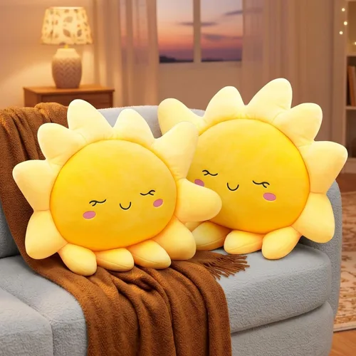Miniatura 8 de Juexica 1 pieza de cojín de felpa con forma de sol para sofá, cojín de piso con forma de sol, lindo juguete de felpa para niños, mujeres, niñas