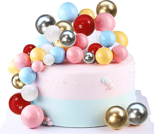 Miniatura 4 de 20 piezas de mini bolas plateadas para decoración de tartas, bolas de perlas para decoración de bodas, aniversarios, cumpleaños, baby shower