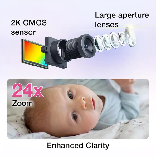 Miniatura 3 de VTech Smart WiFi Baby Monitor - Ve a tu bebé en casa o desde cualquier lugar, cámara 2K, pantalla de 5.5 pulgadas, zoom 24X, gran angular, visión