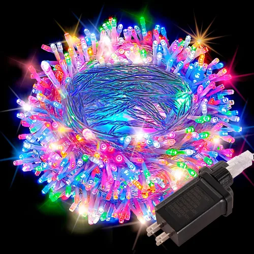 Miniatura 9 de Etinga Guirnalda de 100 luces LED rojas de 33 pies, luces de hadas enchufables con 8 modos de iluminación, luces decorativas impermeables