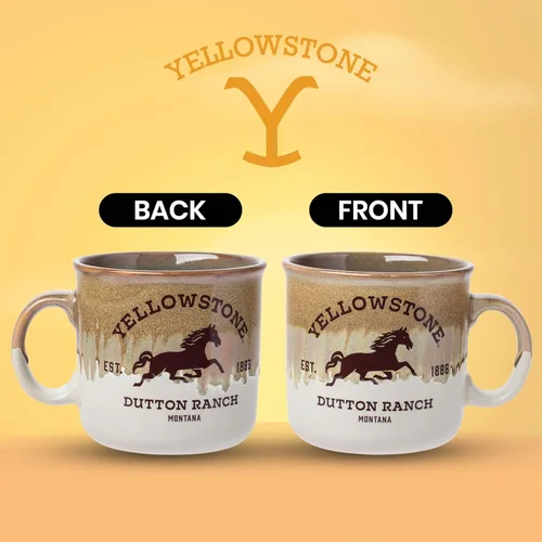 Miniatura 2 de Silver Buffalo Yellowstone Dutton Ranch Montana - Taza de cerámica de campamento con esmalte reactivo, 20 onzas
