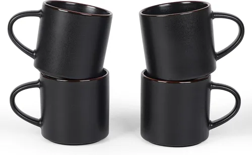 Miniatura 13 de famiware Juego de 6 tazas de café Nebula de 14 onzas, juego de tazas de cerámica con asa para café con leche, té, leche, capuchino, cacao, negro mate