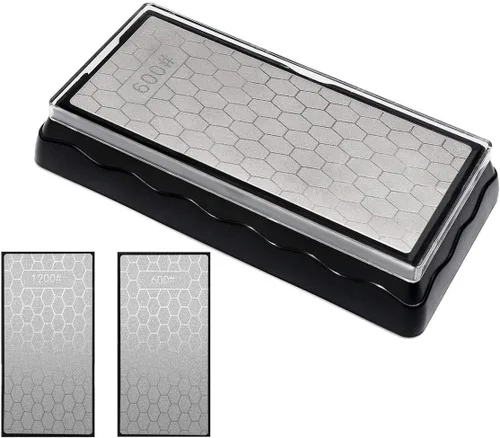Miniatura 10 de Piedra de afilar de diamante de doble cara, afilador de cuchillos de piedra afilador de diamantes de abeja con base antideslizante para tijeras