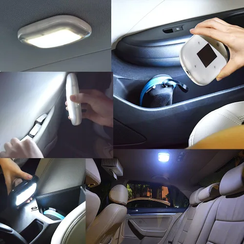 Miniatura 6 de Luces Auto para Techo de Coche, Luz Cúpula Magnética con USB Universal Recargable, Inalámbrica, 10 LEDs para Interior y Exterior de Coche, Barco