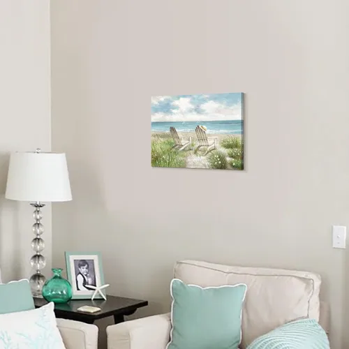 Miniatura 5 de SD SOFT DANCE Lienzo decorativo para pared de playa, paisaje marino, pintura costera para dormitorio (16 x 11 x 1 panel)