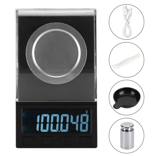 Miniatura 4 de Báscula digital de joyería, 3.53 oz/0.001 G LCD, mini báscula electrónica de joyería en quilates, equilibrio de laboratorio, oro, plata, diamante