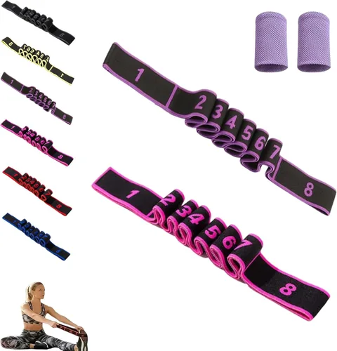 Miniatura 15 de Banda de resistencia de fitness para estiramiento y yoga, ejercicio de tirador de moda, banda elástica multifunción de resistencia de yoga