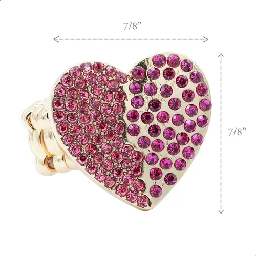 Miniatura 2 de Lavencious Anillos elásticos con diamantes de imitación en forma de corazón para mujer, talla 7-9