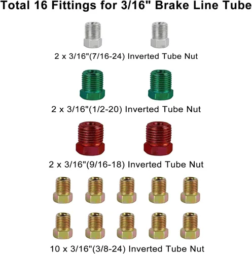 Miniatura 2 de MuHize Kit de línea de freno de doble tamaño (1/4 + 3/16 pulgadas), tubo de freno de níquel de cobre de 25 pies para Ford/Toyota Tacoma, resistente