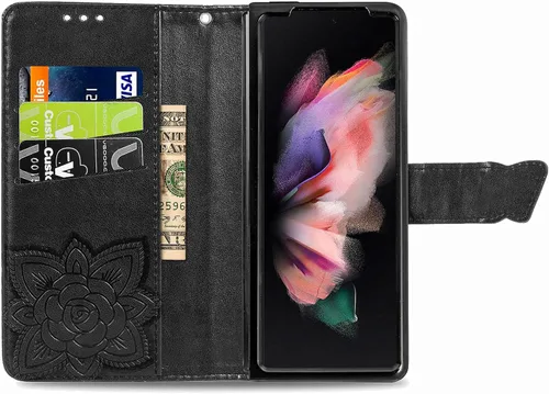 Miniatura 3 de Wallet Case for Samsung Galaxy Z Fold 5 Case Crystal Glitter Bling with Card Holder Stand Leather Flip Phone Case Diamond Butterfly Protective Case