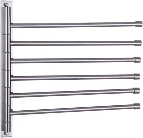 Miniatura 10 de GERZWY - Toallero de baño con brazo giratorio montado en la pared, con 6 brazos, organizador para toallas, acero inoxidable SUS 304, acabado negro
