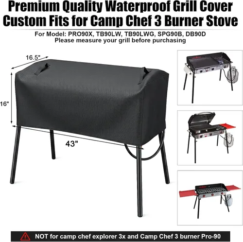 Miniatura 2 de QuliMetal Cubierta de patio para estufa Camp Chef de 3 quemadores, incluye el modelo SPG90b PRO90 Tundra TB90LWG SPG90B TB90LW TB90LWG15, cubierta