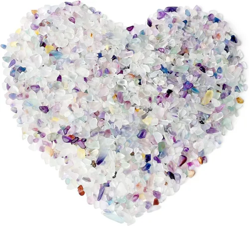 Miniatura 13 de LAIDANLA 1 libra (450 gramos) de grava de acuario de cristal de 7 chakras, piedras pulidas y talladas en bruto, piedras de cristal irregulares