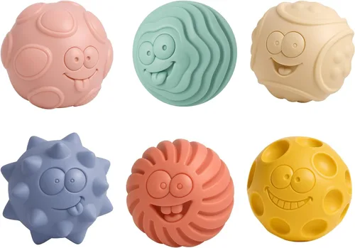 Miniatura 18 de Bolas de bebé para niños pequeños de 1 a 3 años, juguetes de baño para bebés de 6 a 12 meses, juego de bolas sensoriales suaves para bebés, set