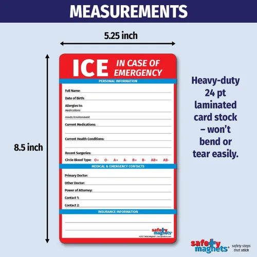 Miniatura 3 de Safety Magnets by ZOCO - Imán de contacto en caso de emergencia (ICE) para personas mayores - Tarjeta de información médica File of Life