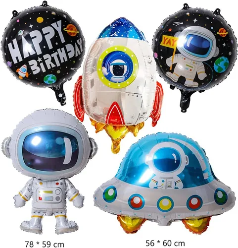 Miniatura 6 de Globos de planeta astronauta del sistema solar, globos de papel de aluminio, globos grandes de Mylar con helio, guirnalda de feliz cumpleaños para 10