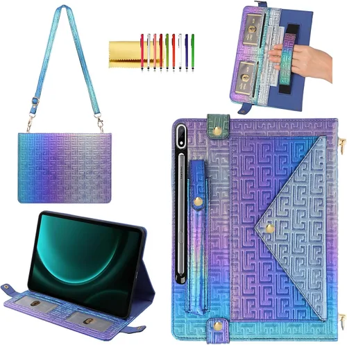 Miniatura 52 de Bolso Funda para Samsung Galaxy Tab S10 FE/S9 FE 10.9"/S9/S8/S7 11", Techcircle Folio con Soporte Cruzado, Billetera con Ranura para Lápiz S Pen