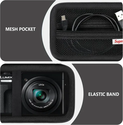 Miniatura 4 de Funda para cámara Panasonic LUMIX ZS99/ZS300/TZ99/LX10/ZS200D/ZS200/ZS80D/ZS80/ZS100/ZS70/ZS60 - Funda protectora con bolsillo de malla para Negro