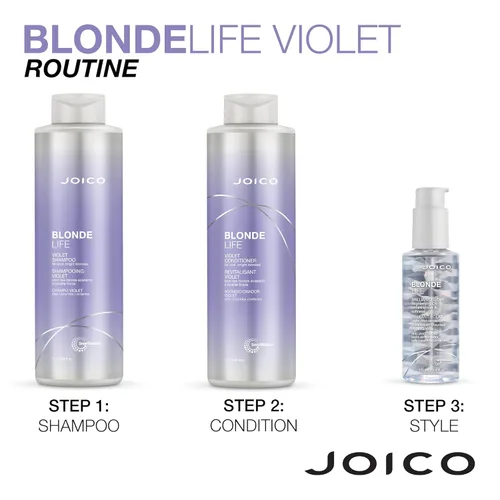 Miniatura 7 de Joico Blonde Life - Juego de champú y acondicionador violeta Para cabello rubio fresco y brillante Neutraliza los tonos cobrizos Desterrar