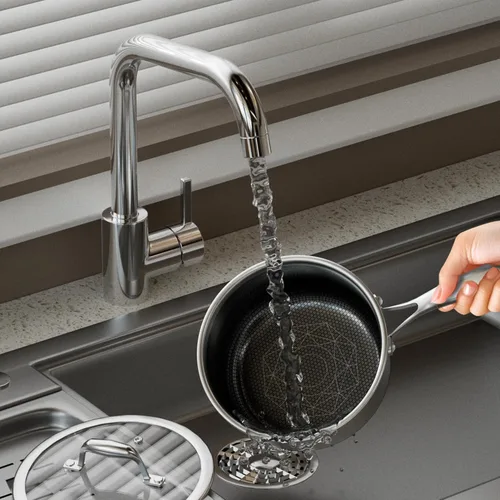 Miniatura 8 de COOKER KING Juego de 6 ollas antiadherentes híbridas de 1.5 y 2 cuartos de galón y ollas de 5 cuartos con tapas de vidrio, utensilios de cocina